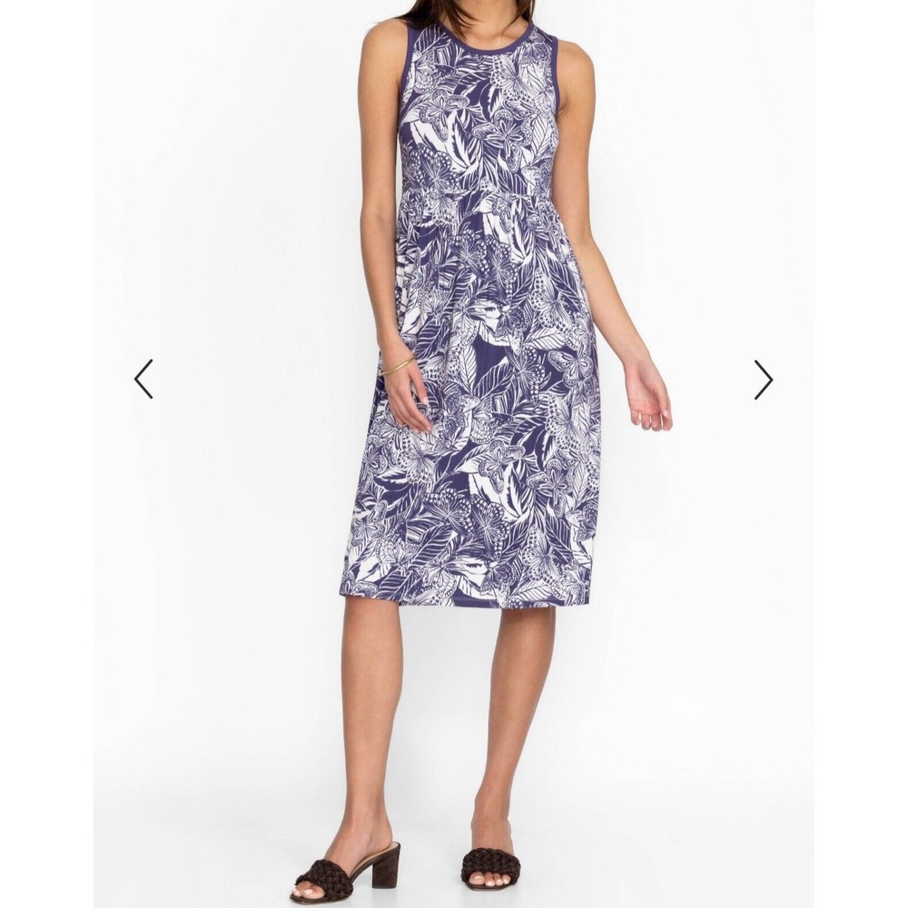 NWT Johnny Was Carioca Easy Fit Tank Dress Size XL $198 Butterfly Pattern Purple
